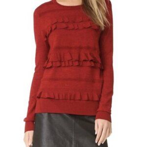Diane von Furstenberg Red Ruffle Sweater